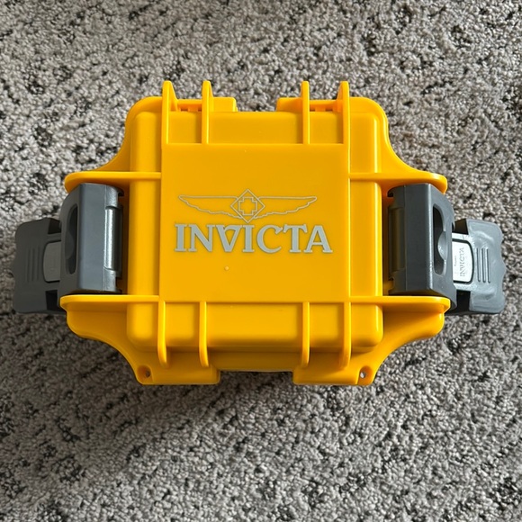 Invicta Bright Yellow Watch Box with Gray Latches - Picture 2 of 3